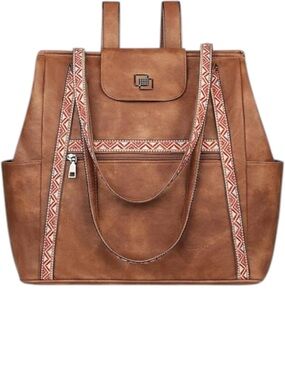 Fadeon Large Laptop Tote Bag Backpack Brown Aztec Boho Southwestern